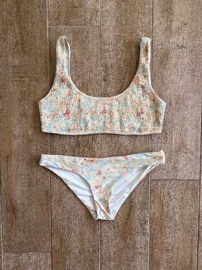 L*Space Izzy Smocked Top + Sandy Bottom Bikini Set